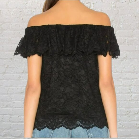 Rebecca Taylor Off Shoulder Lace Black Top Size 8 NWOT - Picture 13 of 13